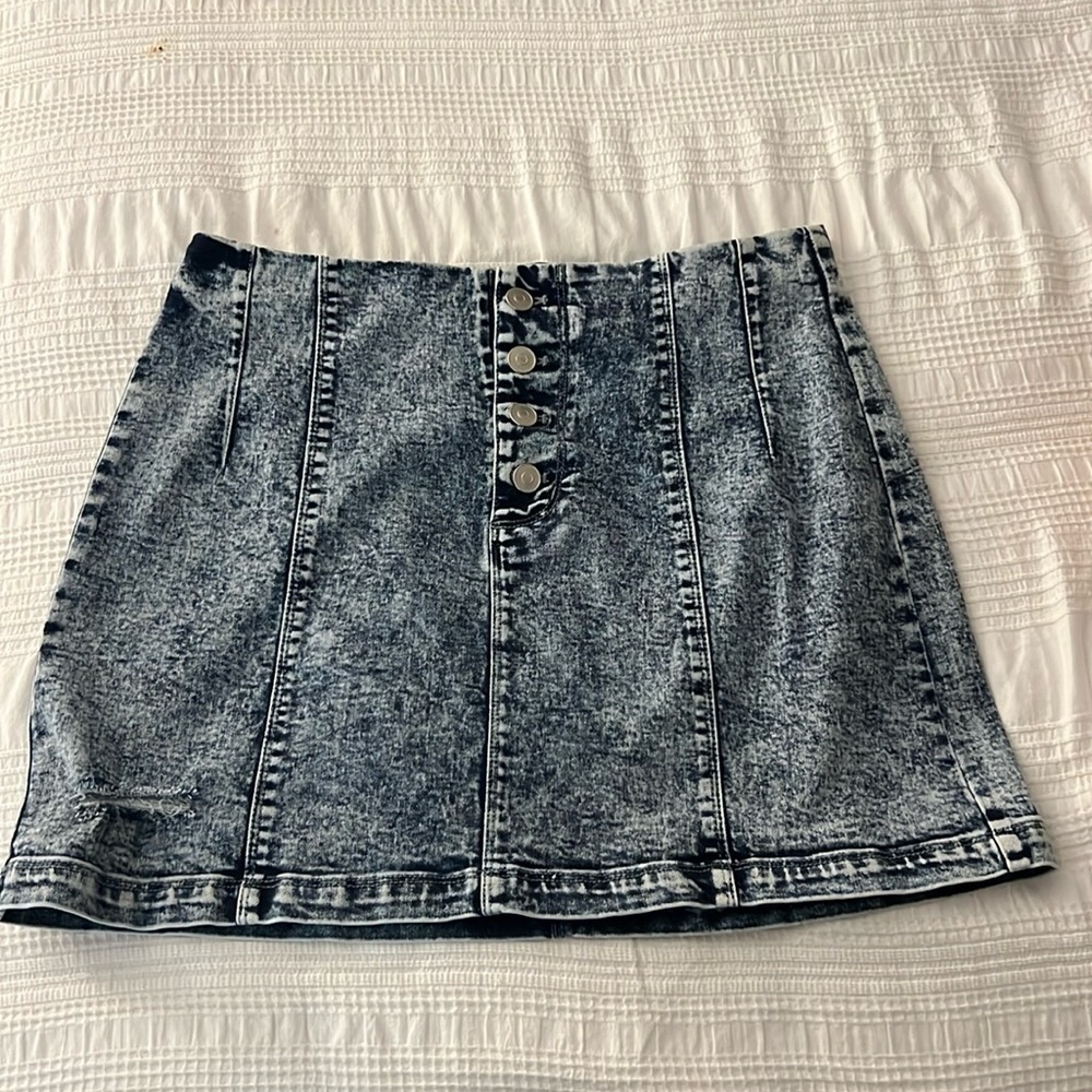 Altar'd State Acid Wash Denim Mini Skirt
